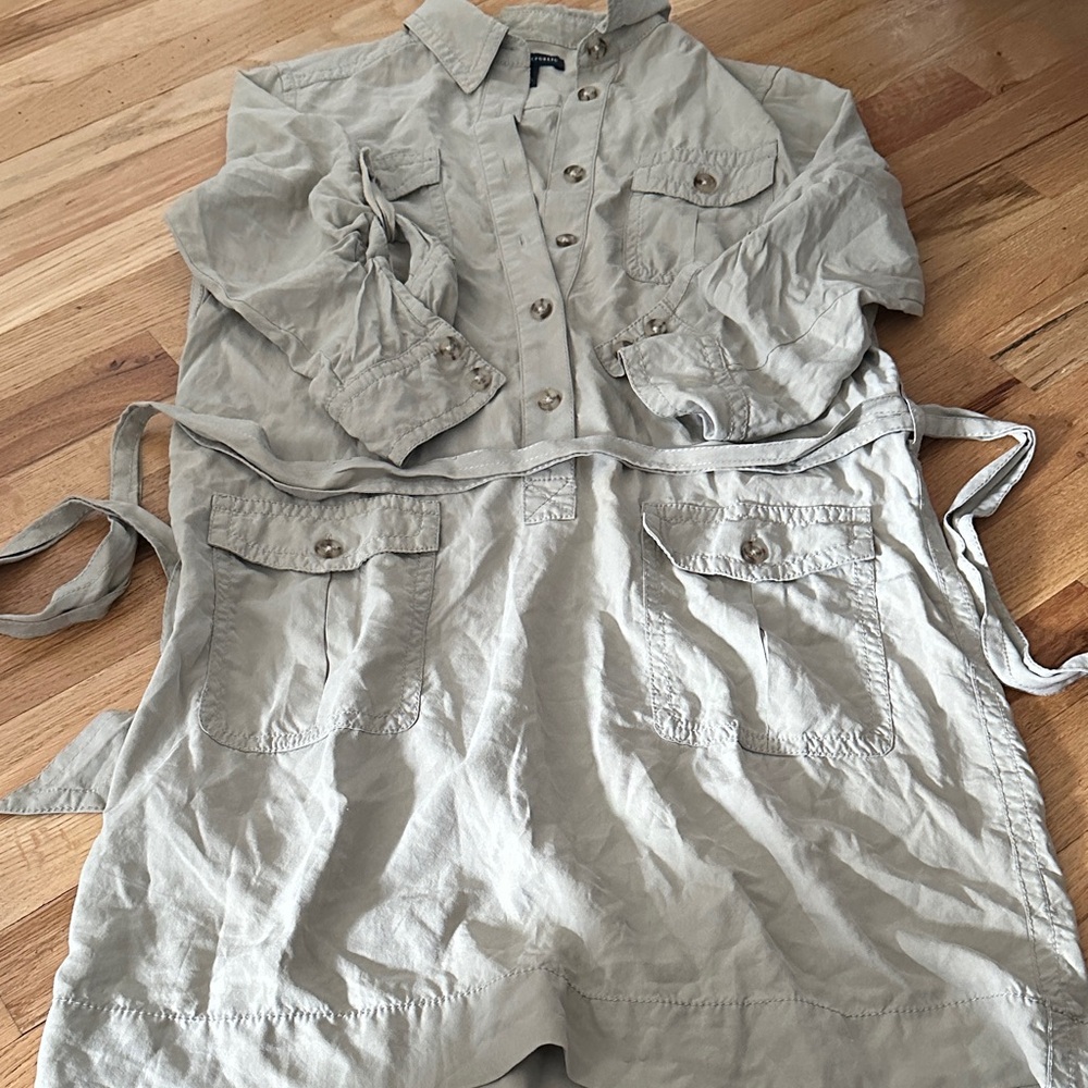 Banana Republic 100% Silk Khaki Utility Dress